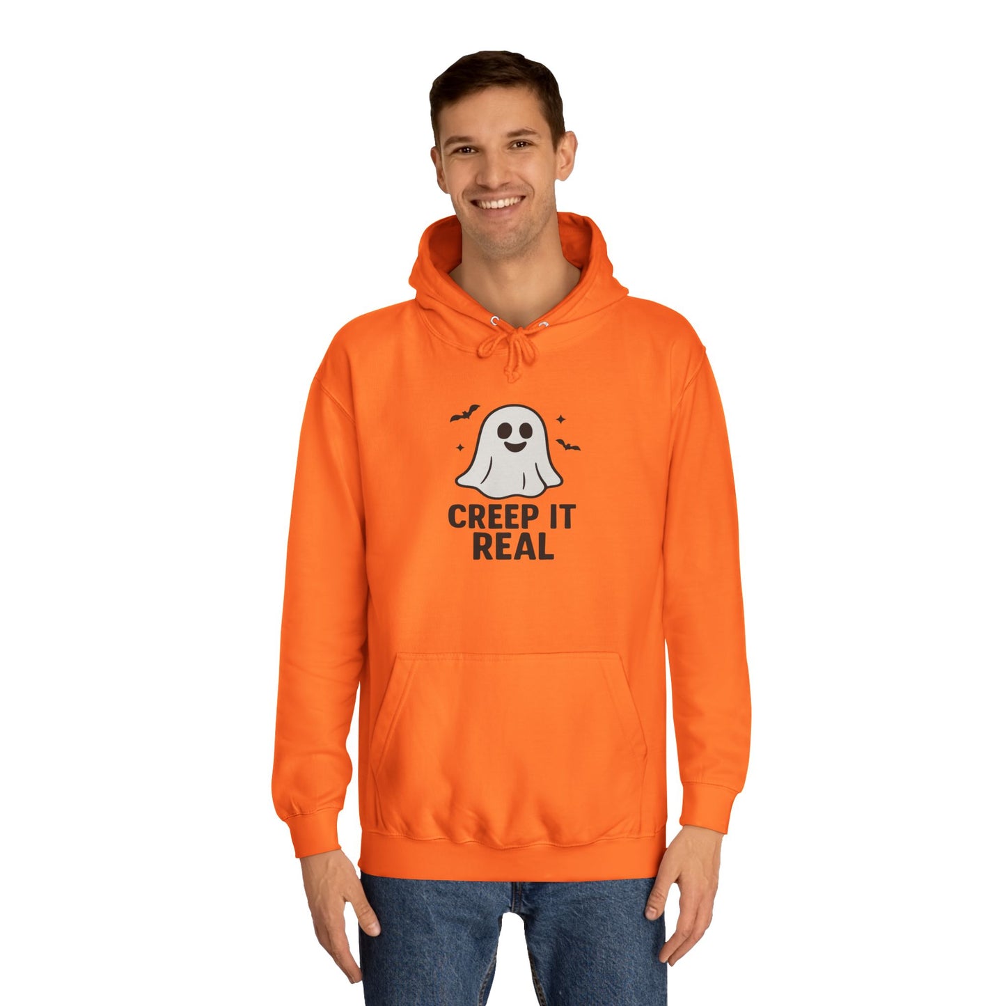 Creep It Real Unisex College Hoodie, Halloween Hoodie, Ghost Sweatshirt, Fall Fashion, Spooky Season Apparel