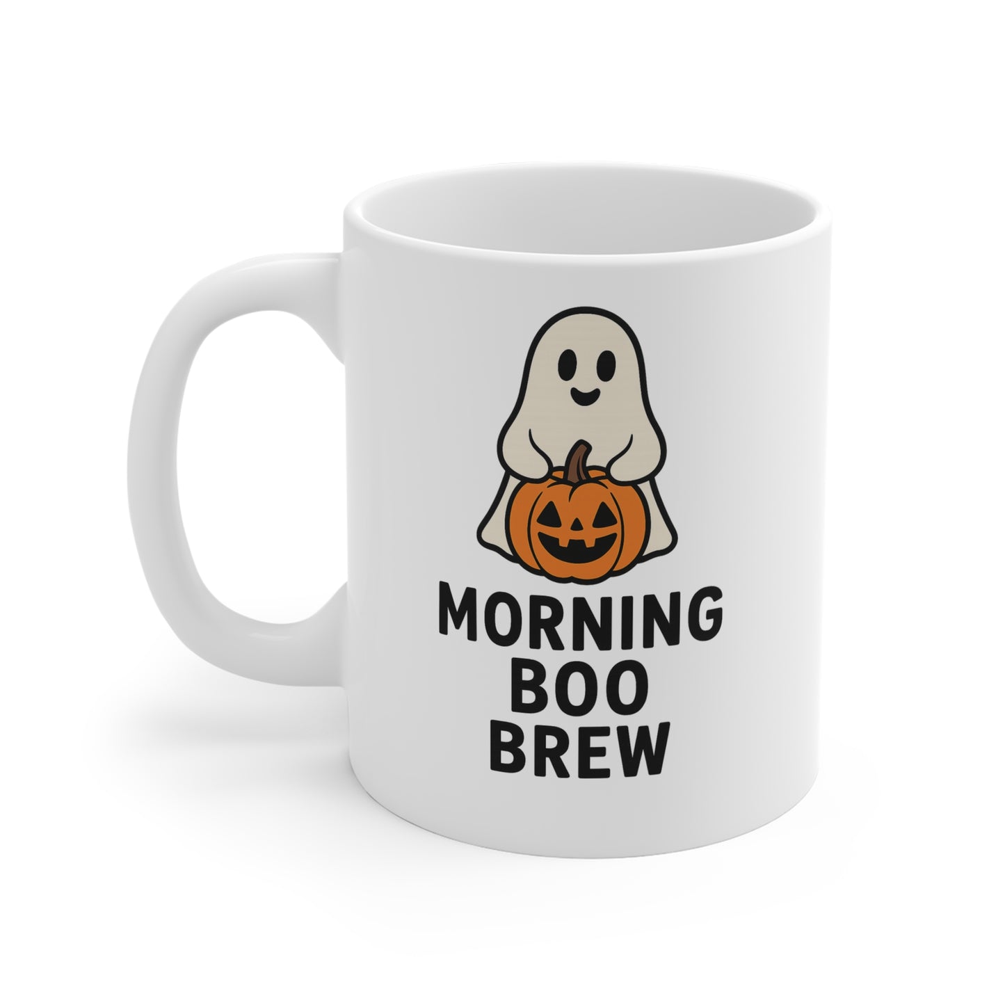 Halloween Ghost Coffee Mug – “Morning Boo Brew” Funny Spooky Cup | 11oz