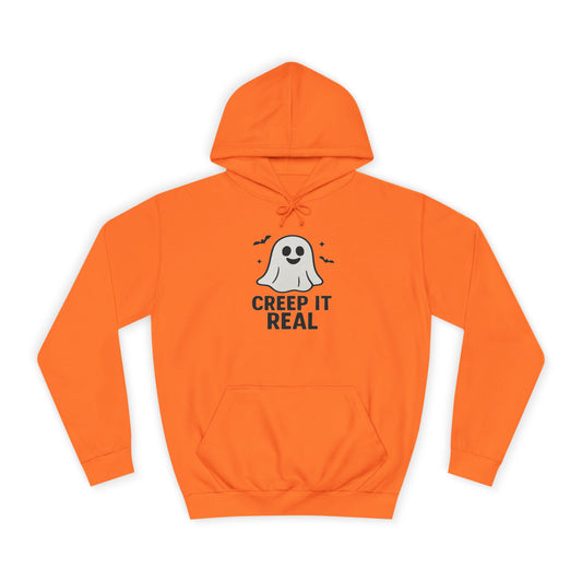 Creep It Real Unisex College Hoodie, Halloween Hoodie, Ghost Sweatshirt, Fall Fashion, Spooky Season Apparel