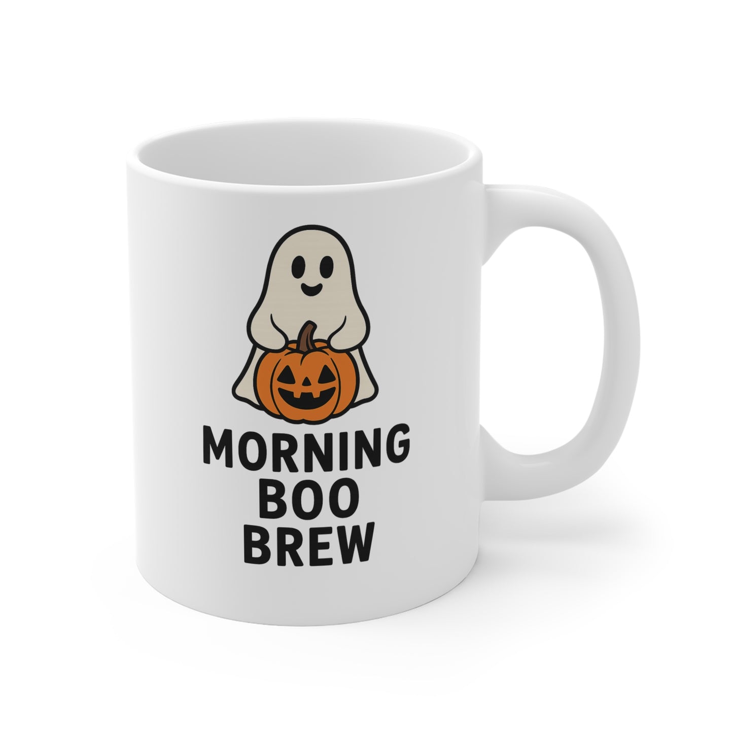 Halloween Ghost Coffee Mug – “Morning Boo Brew” Funny Spooky Cup | 11oz