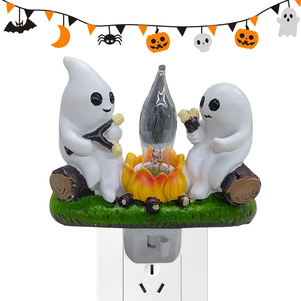 Flickering Ghost Campfire Night Light – Cozy Halloween Glow