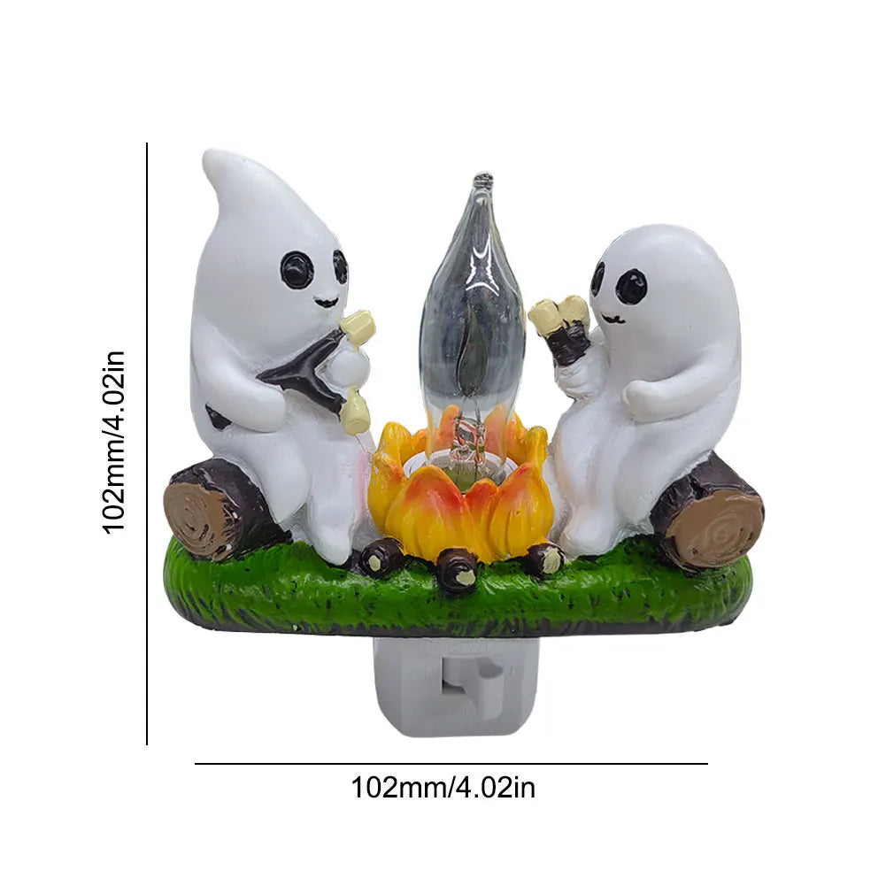 Flickering Ghost Campfire Night Light – Cozy Halloween Glow
