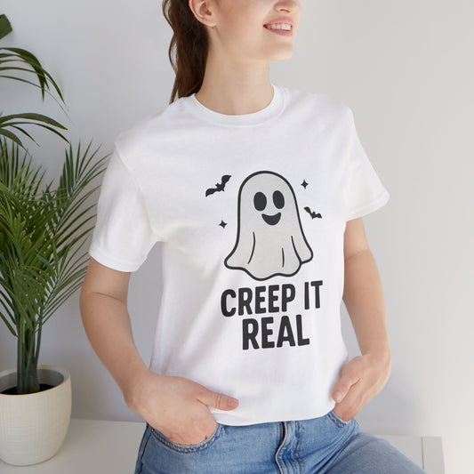 Halloween Ghost Shirt – “Creep It Real” Funny Spooky T-Shirt | Unisex Fall Graphic Tee