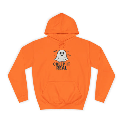 Creep It Real Unisex College Hoodie, Halloween Hoodie, Ghost Sweatshirt, Fall Fashion, Spooky Season Apparel