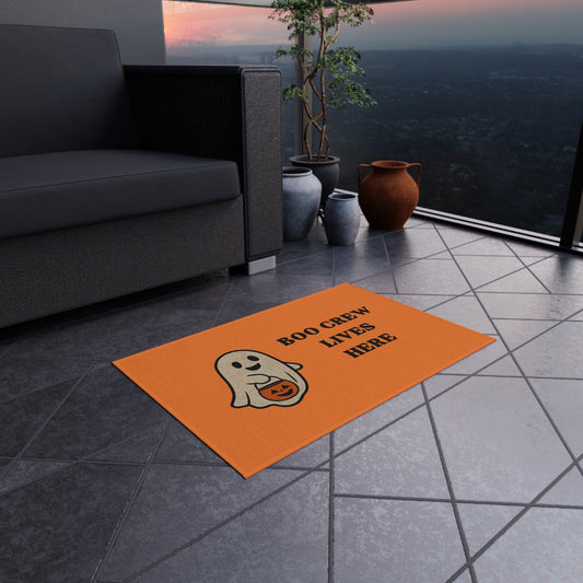 Halloween Doormat – “Boo Crew Lives Here” Funny Ghost Welcome Mat | Spooky Entry Rug